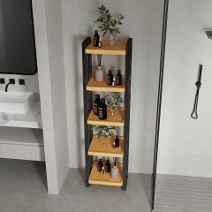 Texas 5-Shelf Decorative Bathroom Organizer Shelf, Multi-Purpose Shelf